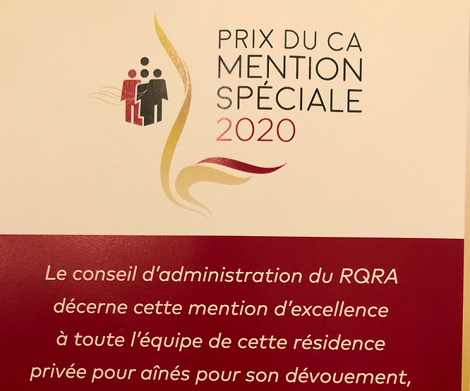 2020 Prix RQRA
Mention spécial du CA